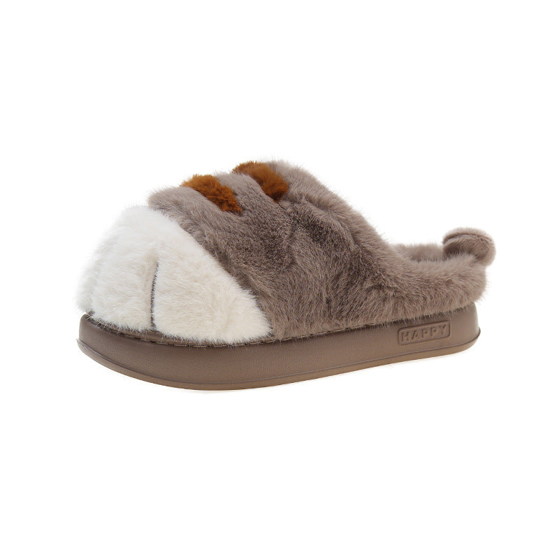 Furry Non-Slip  Adorable Kitty Claw Slippers – Women’s Indoor & Outdoor Slides, Warm Plush Cat Paw Mules for Cozy Home Comfort