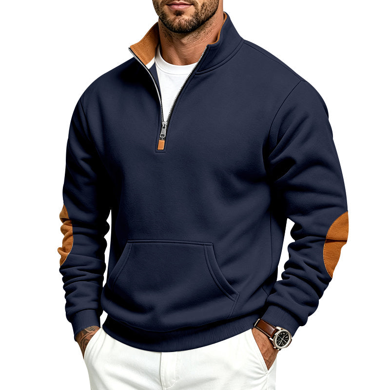 Men's Fleece Lined Sweatshirt – Thick Stand Collar Zip Up Pullover for Autumn Winter Casual Streetwear, Outdoor Comfort and Warmth