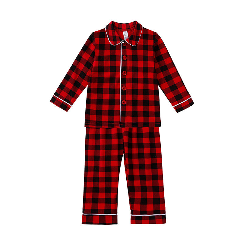Kids Tales Christmas Pajama Set – Classic Red Velvet and Plaid Family Matching Outfits for Toddlers, Boys, and Girls Holiday Clothing