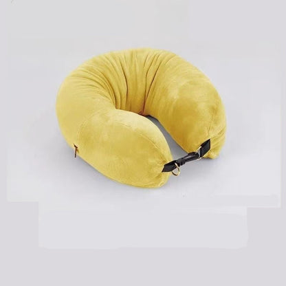Stuffable Travel Neck Pillow – Velvet Airplane & Car Neck Pillow You Fill With Your Clothes