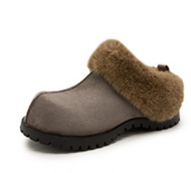 Women's Plush Platform Slippers – 2026 Autumn Winter Flannel Closed Toe Shoes with Warm Lining, Non Slip Sole and Retro Style