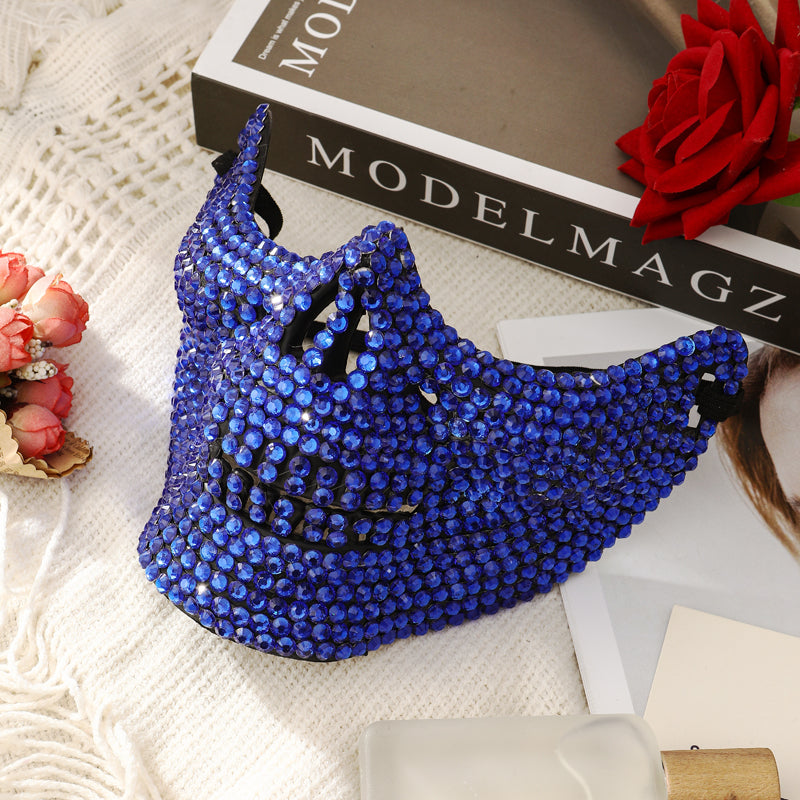 Rhinestone Cat Masquerade Mask – Full Crystal Feline Half-Face Costume for Halloween, Prom, Weddings, Themed Parties and Glamorous Photo Looks