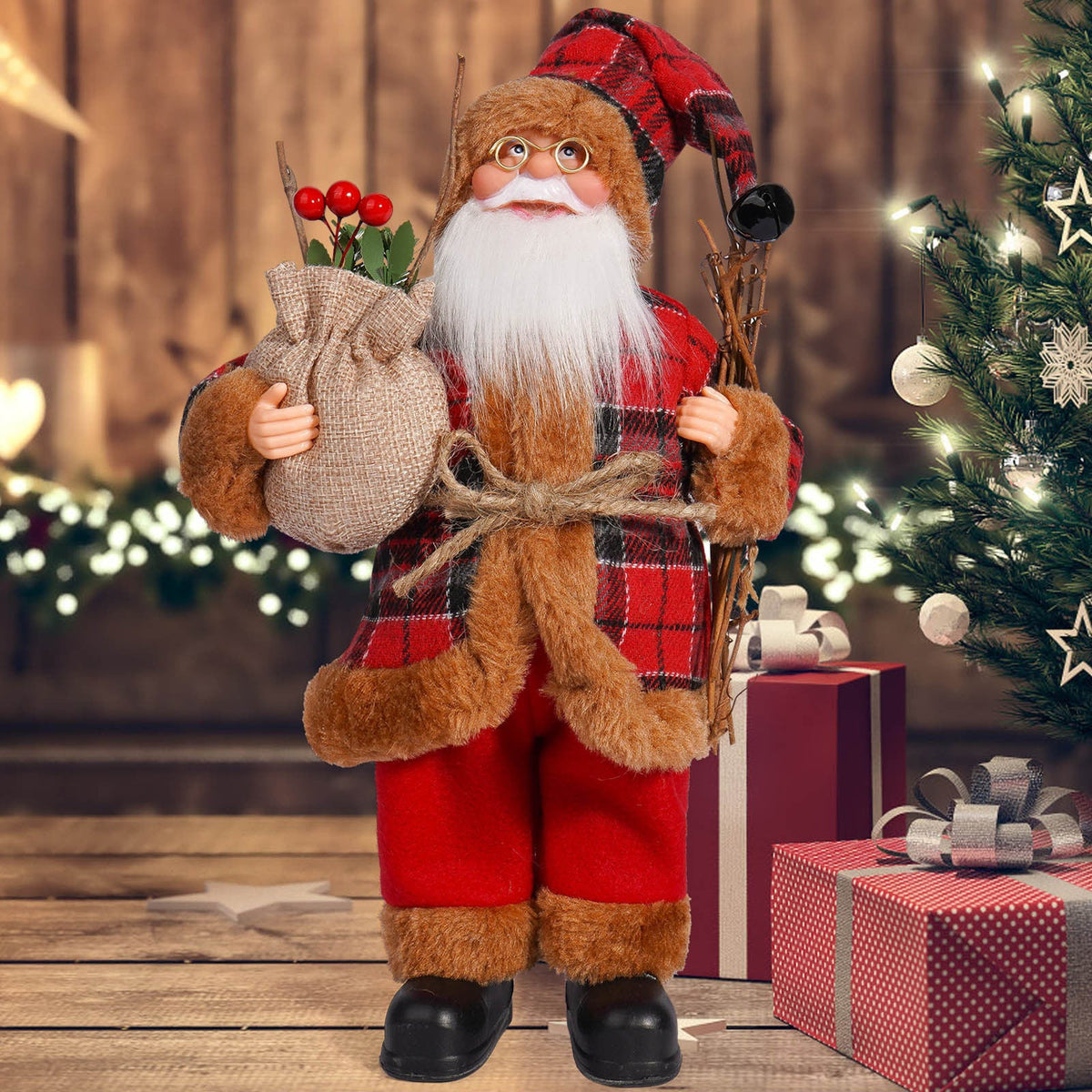 Handcrafted Santa Claus Plush Ornament – Cute Christmas Cloth Figurine for Holiday Parties, Home Decorations, Festive Displays & Winter Celebration Décor