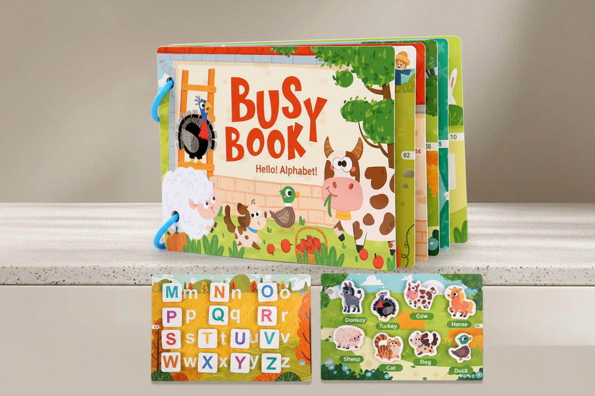 Montessori Quiet Busy Book - Early Learning Activity Binder for Toddlers with Matching Games and Skill Building