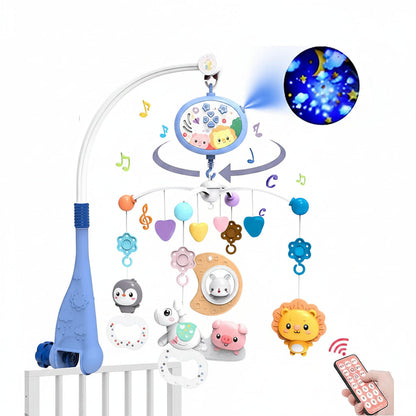 Baby Crib Mobile with Music and Lights - Remote Controlled Projection Toy for Infant Sleep and Development