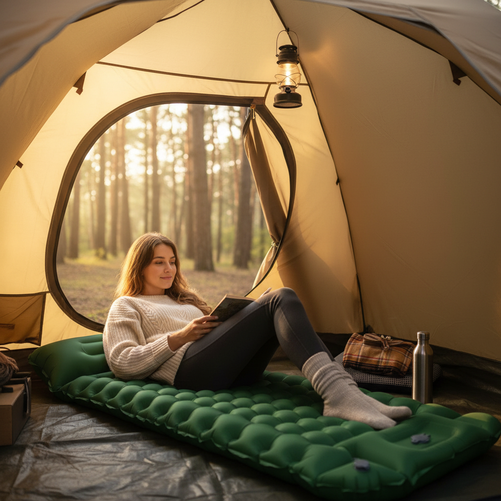 Thick Inflatable Camping Mattress – 10CM Winter-Insulated Sleeping Pad for Family Trips, Outdoor Adventures, Cozy Rest and Christmas Gift Giving