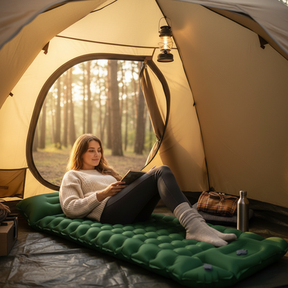 Thick Inflatable Camping Mattress – 10CM Winter-Insulated Sleeping Pad for Family Trips, Outdoor Adventures, Cozy Rest and Christmas Gift Giving