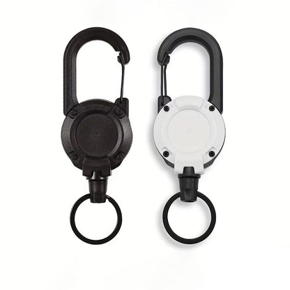 Retractable Wire Rope Keychain Holder – Anti-Theft Elastic Carabiner Hook for Backpack, Keys & Outdoor Travel Use
