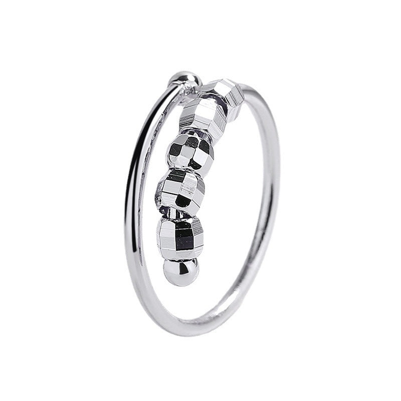 Korean Vintage Beaded Wide Ring – Silver-Tone Open Handmade Jewelry for Women and Couples with Unique Statement Style and Gift Appeal