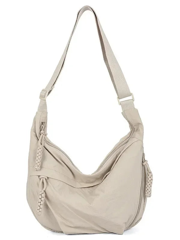 Trendy Soft Cloth Women’s Shoulder Bag – Solid Color Casual Hobo Handbag with Large Capacity, Lightweight Crossbody Style for Students, Daily Use & Travel