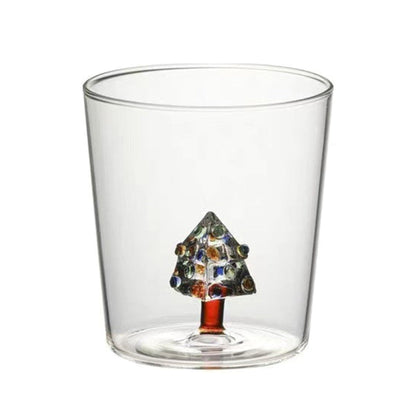 Christmas Tree Drinking Glass – 3D Double-Layer Wine and Water Goblet with Internal Holiday Figurine, Creative Festive Cup Gift Idea