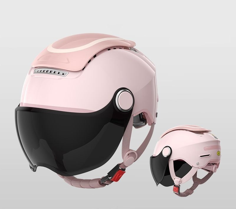 Electric Motorcycle Helmet – Dual-Lens Open Face Summer Scooter Helmet for Men & Women, Breathable Jet Style with Wind Protection