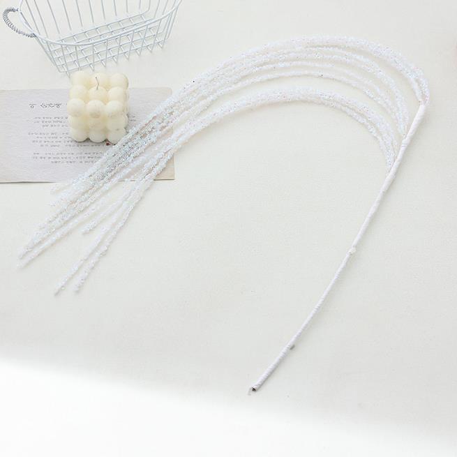 Sequin Glitter Christmas Branch Sticks – Artificial White Tassel Plant Decorations for Holiday Trees, Parties & Festive Displays