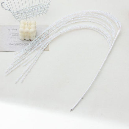Sequin Glitter Christmas Branch Sticks – Artificial White Tassel Plant Decorations for Holiday Trees, Parties & Festive Displays