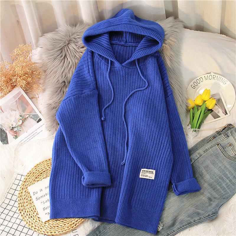 Women's Hooded Knitted Sweater - Thick Longline Winter Pullover for Casual Warm Fashion Styling