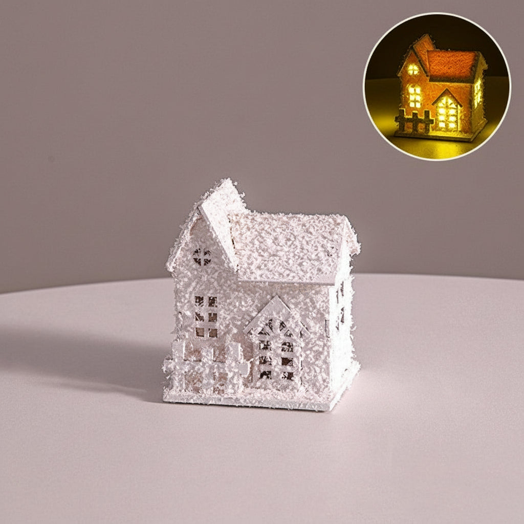 Cute Elk & Snow House Christmas Ornaments – Glowing Holiday Tree Decorations for New Year Atmosphere, Xmas Gifts & Seasonal Displays