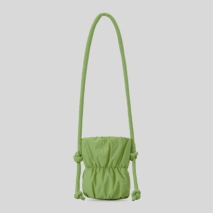 Fashion Ruched Puffer Bucket Bag – Designer Padded Women’s Shoulder Bag, Casual Nylon Crossbody Purse for Daily Wear & Cute Phone Storage