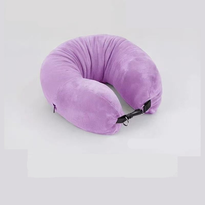 Stuffable Travel Neck Pillow – Velvet Airplane & Car Neck Pillow You Fill With Your Clothes