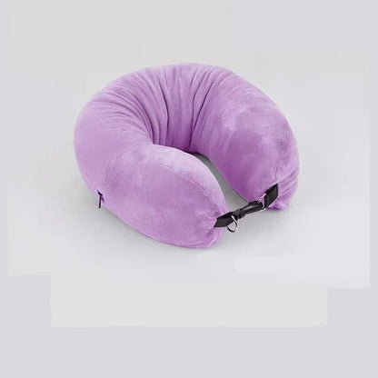 Stuffable Travel Neck Pillow – Velvet Airplane & Car Neck Pillow You Fill With Your Clothes