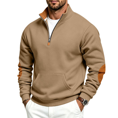 Men's Fleece Lined Sweatshirt – Thick Stand Collar Zip Up Pullover for Autumn Winter Casual Streetwear, Outdoor Comfort and Warmth