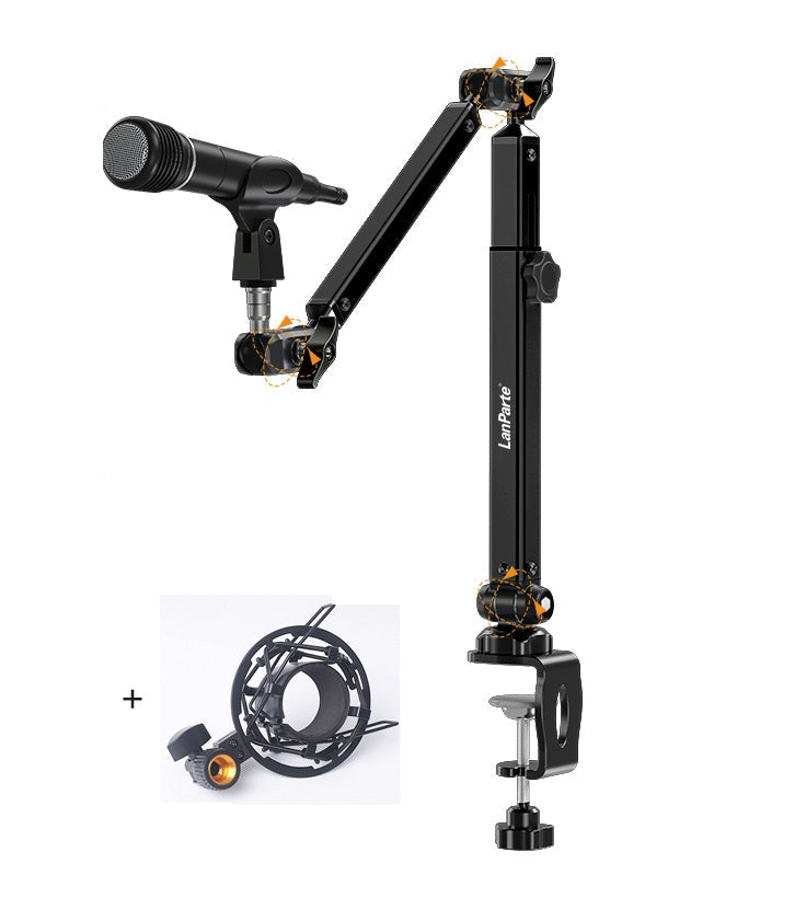 Adjustable Mic Boom Arm Desk Mount – 360° Swivel Microphone Stand with Detachable Riser Column for Streaming, Podcasting & Studio Recording