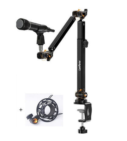 Adjustable Mic Boom Arm Desk Mount – 360° Swivel Microphone Stand with Detachable Riser Column for Streaming, Podcasting & Studio Recording