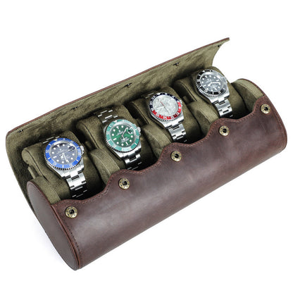 Leather Watch Travel Case – Multi-Slot Watch Roll Organizer for 1–8 Watches with Protective Storage for Business Trips and Travel