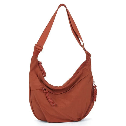 Trendy Soft Cloth Women’s Shoulder Bag – Solid Color Casual Hobo Handbag with Large Capacity, Lightweight Crossbody Style for Students, Daily Use & Travel