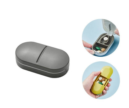 Compact Pill Cutter & Storage Box – Dustproof Tablet Organizer with Divider for Travel, Medicine & Daily Use