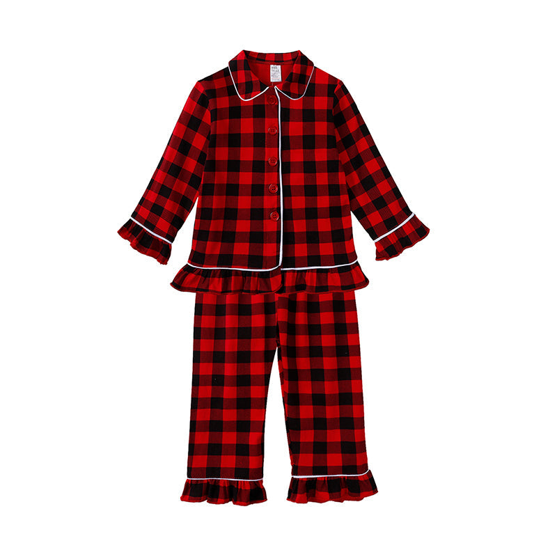 Kids Tales Christmas Pajama Set – Classic Red Velvet and Plaid Family Matching Outfits for Toddlers, Boys, and Girls Holiday Clothing