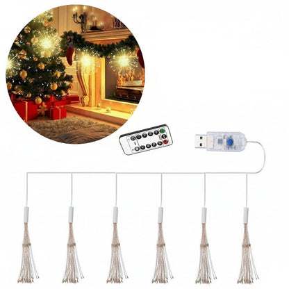 USB Hanging Firework Light – 270-LED DIY Starburst Fairy Lamp for Christmas, Garden Décor, Festival Garlands & Holiday Ambience