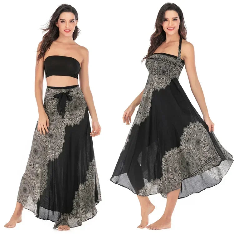 Women’s Boho Maxi Skirt – Loose Vintage Y2K Long Skirt for Summer, Casual Streetwear, Vacation Outfits and Effortless Everyday Styling