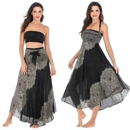 Women’s Boho Maxi Skirt – Loose Vintage Y2K Long Skirt for Summer, Casual Streetwear, Vacation Outfits and Effortless Everyday Styling