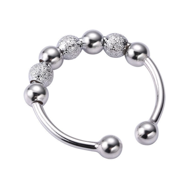 Korean Vintage Beaded Wide Ring – Silver-Tone Open Handmade Jewelry for Women and Couples with Unique Statement Style and Gift Appeal