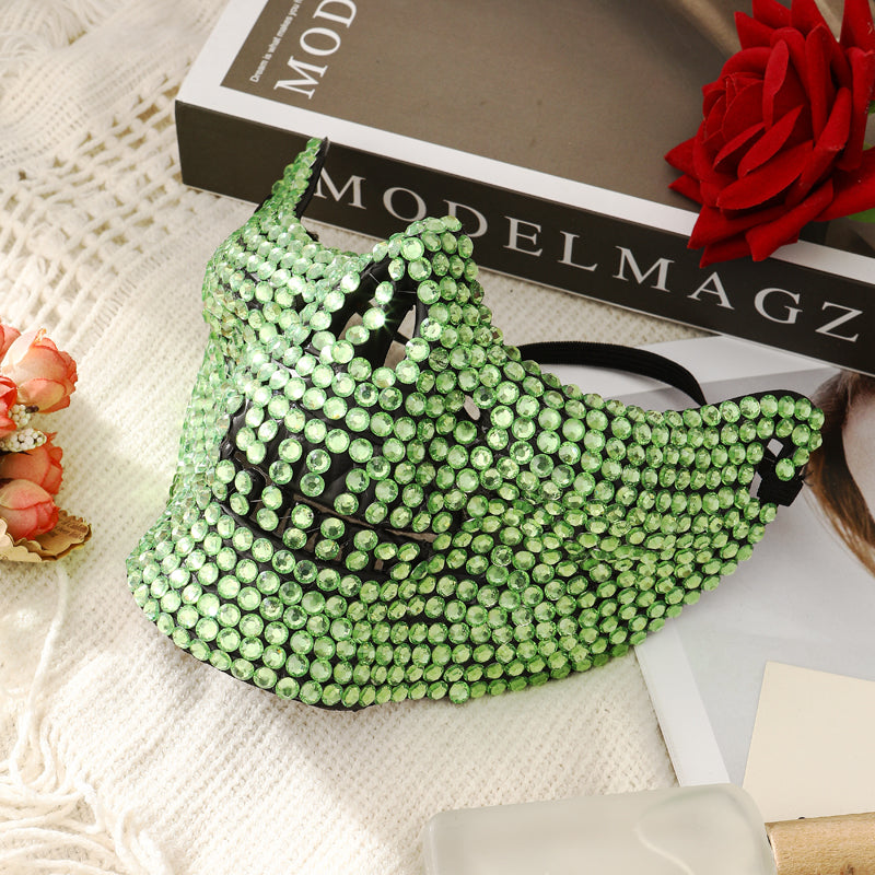 Rhinestone Cat Masquerade Mask – Full Crystal Feline Half-Face Costume for Halloween, Prom, Weddings, Themed Parties and Glamorous Photo Looks