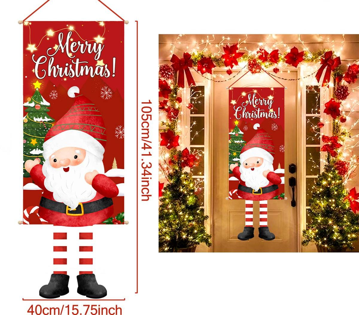 Christmas Hanging Flag Banner -Festive Doorway Decoration for Home, Vibrant Xmas Ornament for Navidad, New Year Celebrations and Winter Holiday Styling