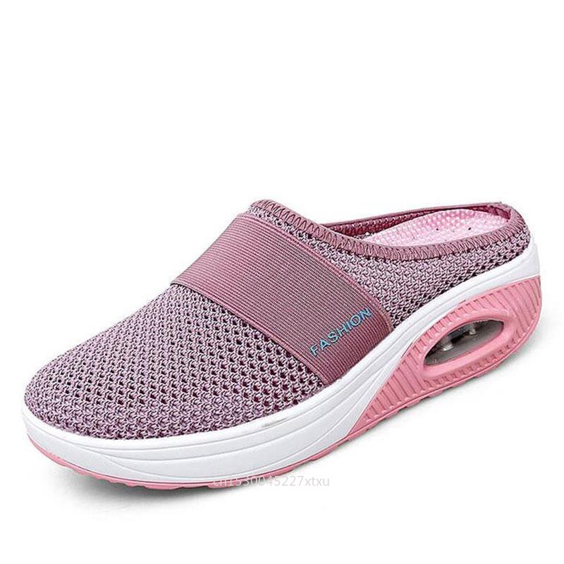 Women’s Orthopedic Air Cushion Walking Shoes – Breathable Slip-On Diabetic Wedge Sneakers with Lightweight Mesh for Comfort & Arch Support