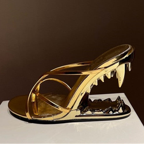 Women Pointed Toe Heels - Sexy Metal Detail Sandals with Luxury Design, Elegant Party Shoes for Women Fashion