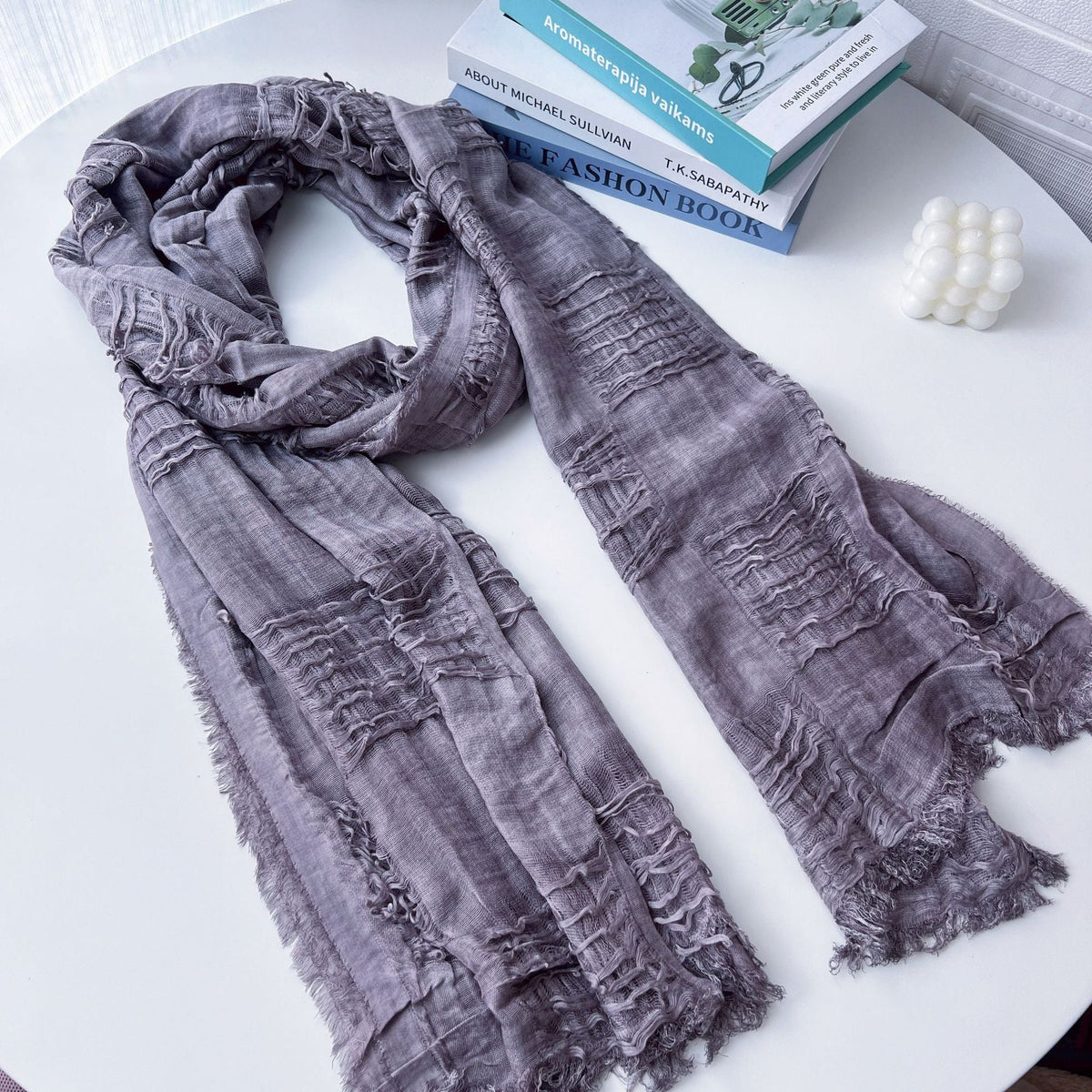 Vintage Ripped Punk Scarf – Distressed Tassel Cotton Linen Shawl for Y2K, Techwear, Tactical & Edgy Streetwear Fashion