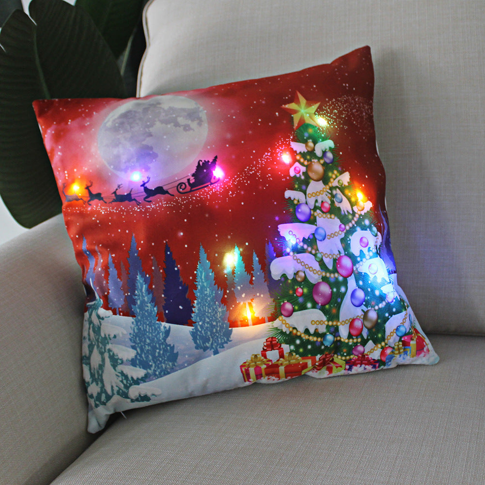 LED Christmas Pillowcase Cover – 45cm Luminous Cushion Cover with Holiday Patterns, Perfect New Year Home Decorations for Festive Ambiance