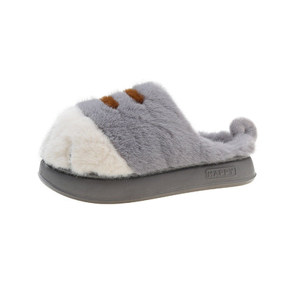 Furry Non-Slip  Adorable Kitty Claw Slippers – Women’s Indoor & Outdoor Slides, Warm Plush Cat Paw Mules for Cozy Home Comfort
