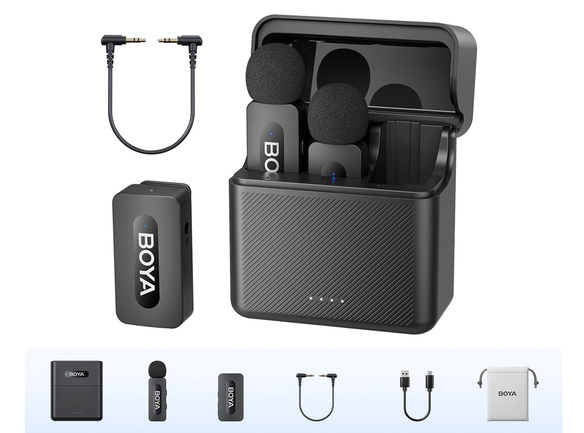 Wireless Lavalier Lapel Microphone – Rechargeable Noise-Cancelling Clip-On Mic for iPhone, Android, Camera, Live Streaming & Vlogging