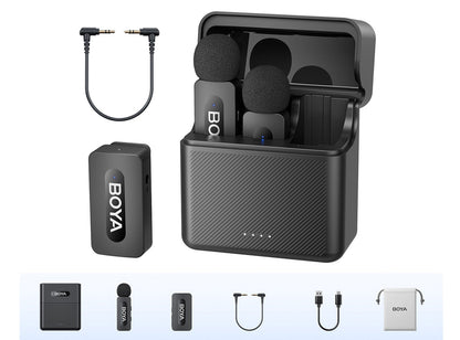 Wireless Lavalier Lapel Microphone – Rechargeable Noise-Cancelling Clip-On Mic for iPhone, Android, Camera, Live Streaming & Vlogging