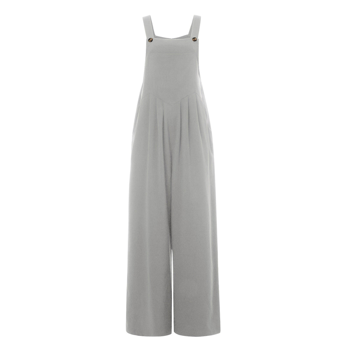 Women’s Loose Fit Jumpsuit – Trendy Solid Color Wide-Leg Suspender Overalls with Buttons & Pockets for Casual Streetwear Fashion