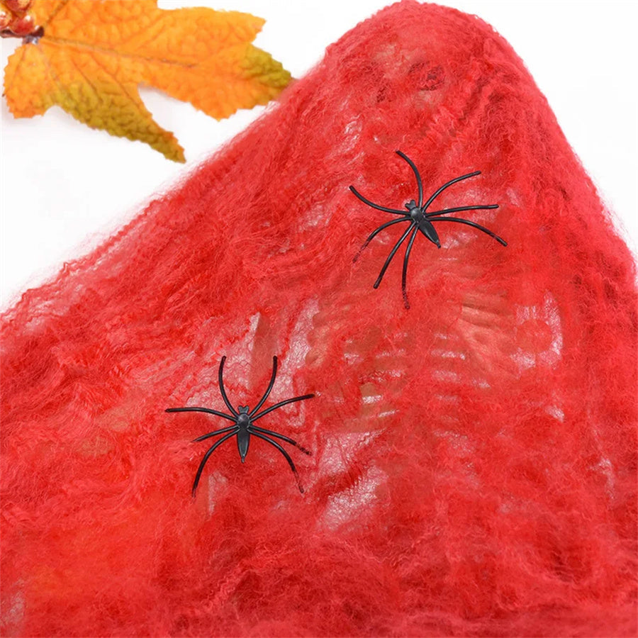 Stretchy Halloween Spider Web – Artificial White Cobweb Decoration for Haunted Houses, Scary Party Scenes, Indoor Displays and Outdoor Spooky Decor