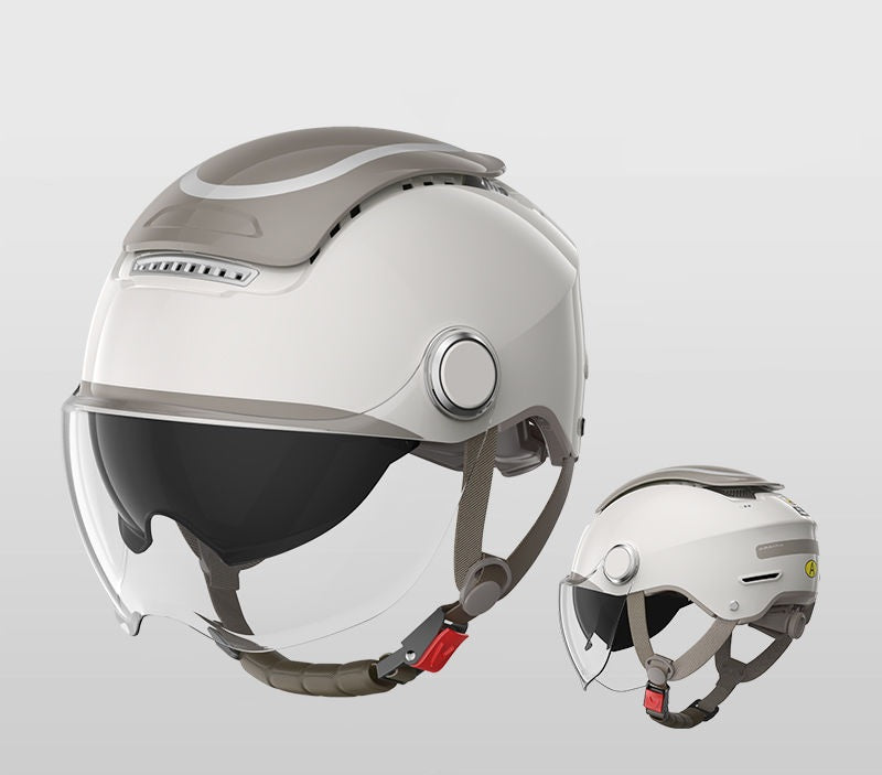 Electric Motorcycle Helmet – Dual-Lens Open Face Summer Scooter Helmet for Men & Women, Breathable Jet Style with Wind Protection