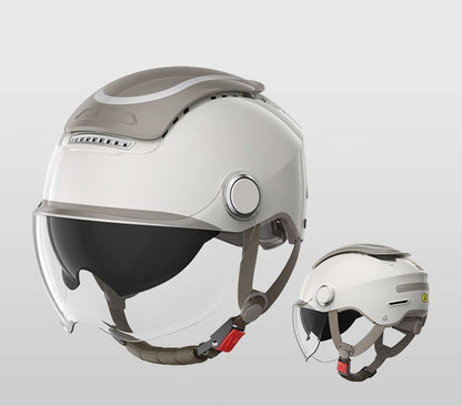 Electric Motorcycle Helmet – Dual-Lens Open Face Summer Scooter Helmet for Men & Women, Breathable Jet Style with Wind Protection
