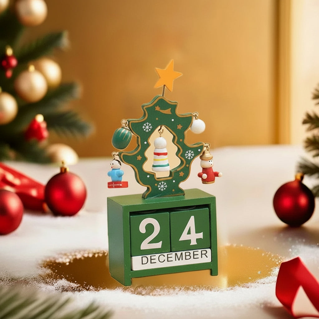 Wooden Christmas Tree Advent Calendar – Cute Desktop Countdown Ornament for Kids, Holiday Parties, Christmas Eve Gifts, and Family Festive Decorations