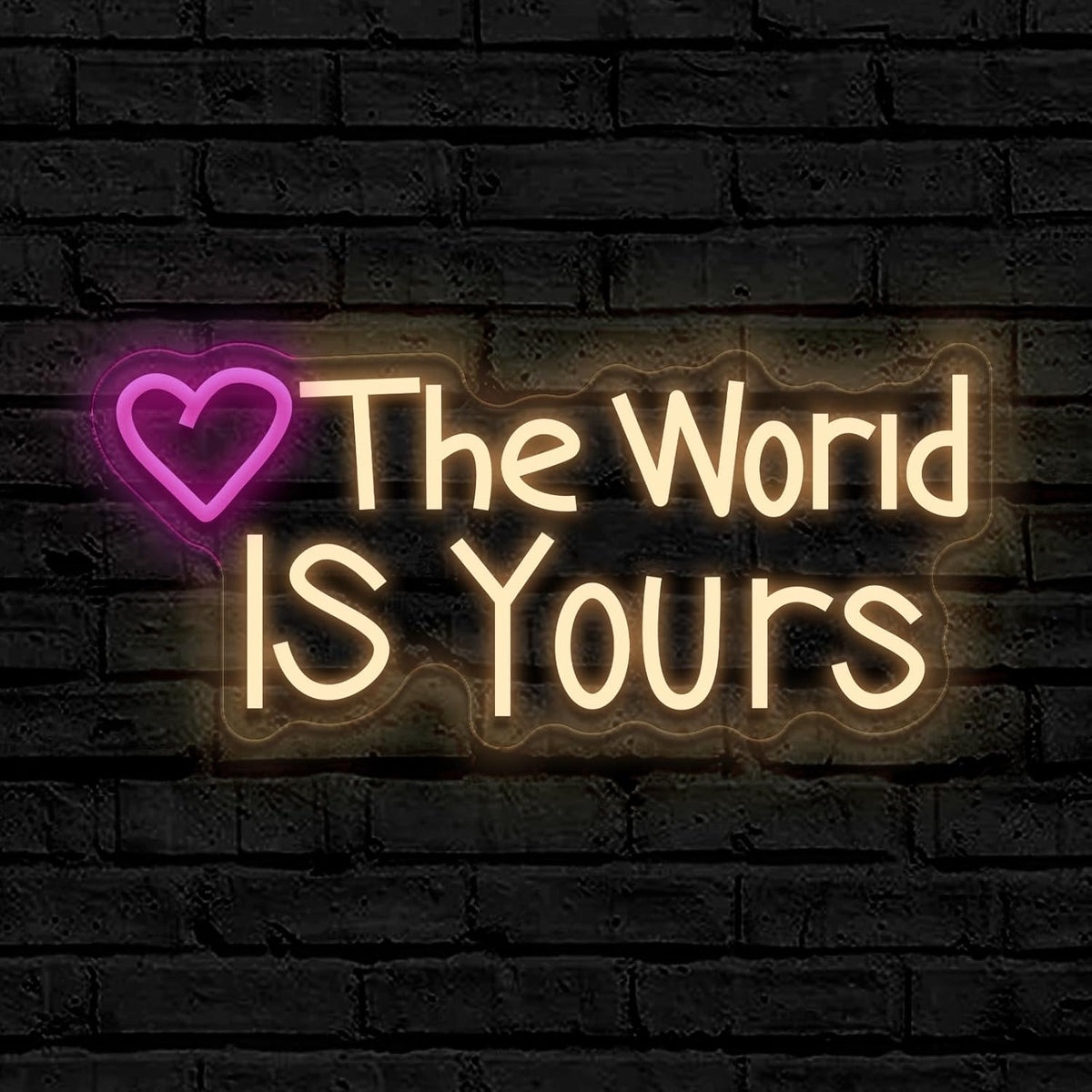 The World Is Yours Neon Sign – USB Planet LED Wall Light for Parties, Tiki Bars, Game Rooms and Bedroom Decor