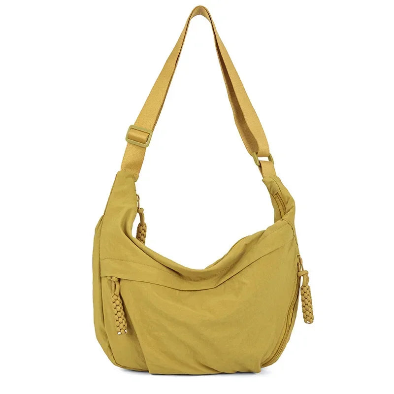 Trendy Soft Cloth Women’s Shoulder Bag – Solid Color Casual Hobo Handbag with Large Capacity, Lightweight Crossbody Style for Students, Daily Use & Travel